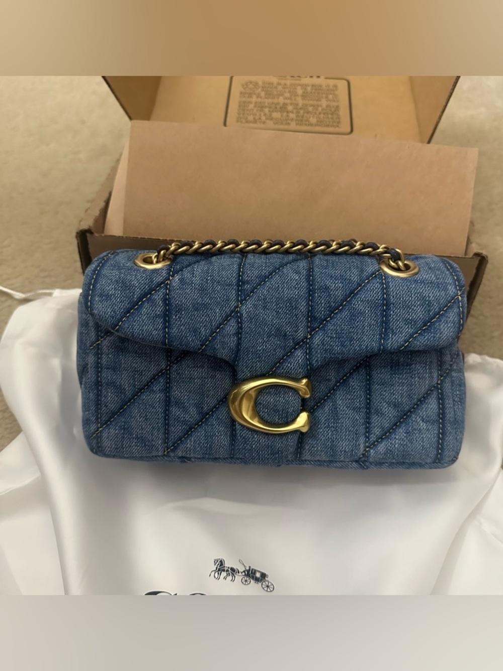 Coach quilted denim tabby 20